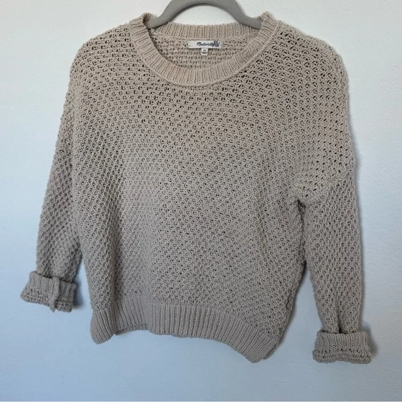 Sold 🤍Madewell French quarter pullover seed stitch sweater in oatmeal beige xs - Picture 9 of 10